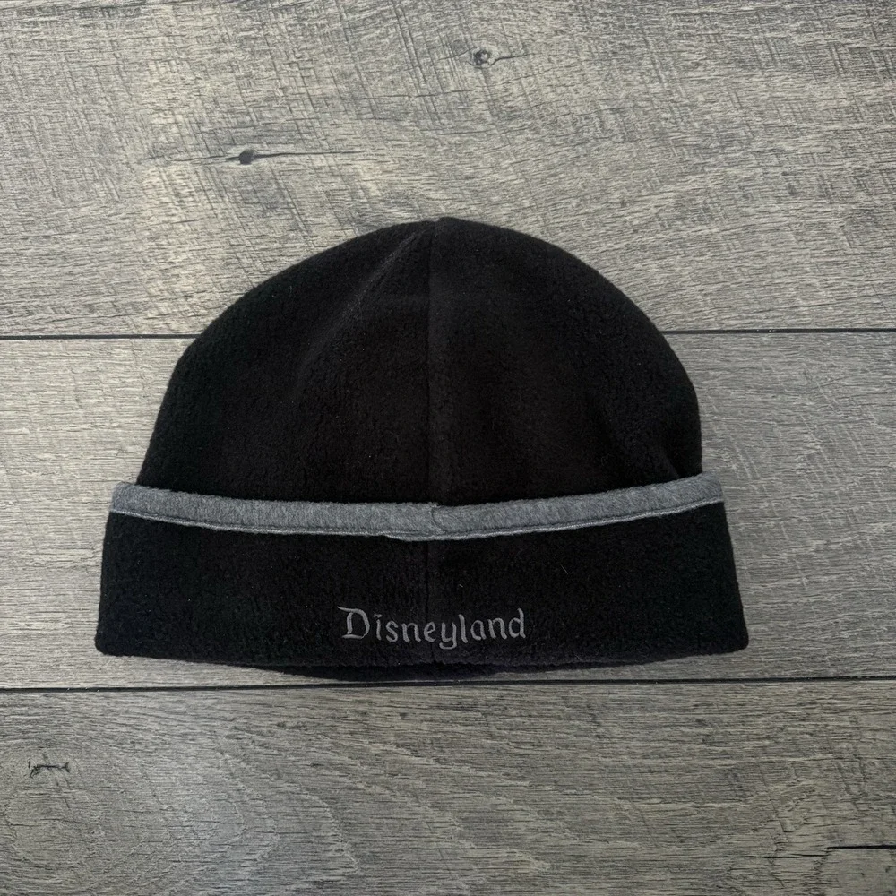 Vintage Disneyland‎ Resort Mickey Mouse Beanie Cap Black Polar Fleece Adult OSFM